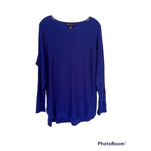 INC Royal Blue Knit lightweight  Long Sleeve Sweater Sz L